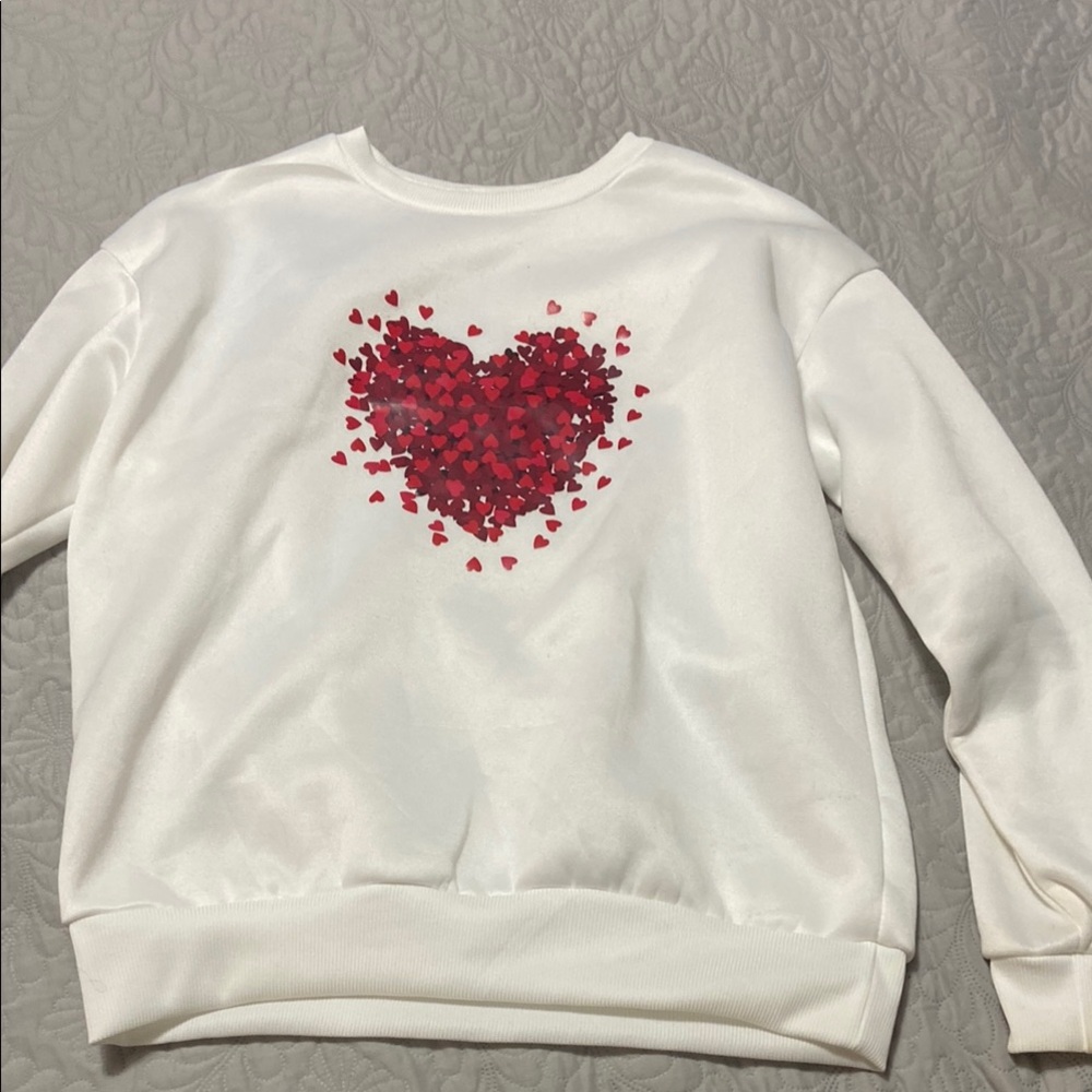 White Heart Print Women's Sweater